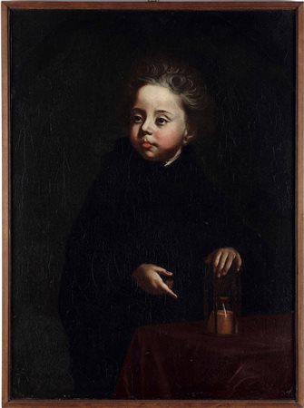 Scuola del nord Europa del XVIII secolo, Ritratto di fanciullo con clessidra