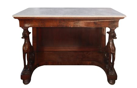 Console in mogano e piuma di mogano, Sicily, 19th century