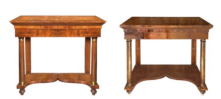 Coppia di console con piedi a colonna, 19th / 20th century