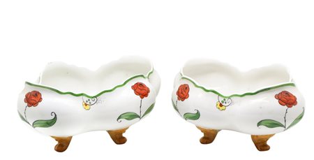 B&C vintagè bernardaud Limoges - Coppia di salsiere in porcellana con decori floreali