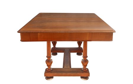 Tavolo da pranzo allungabile in legno di mogano con n.6 sedie, nineteenth century