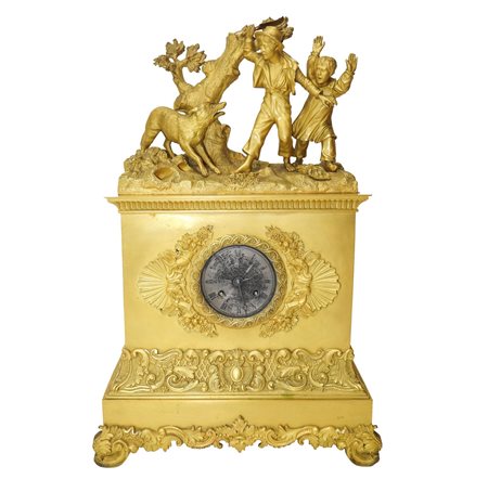 Orologio francese in metallo dorato, Mid 19th century