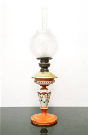 Lume a petrolio in maiolica arancione, Late 19th century