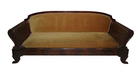 Divano a barca Carlo X in legno di mogano, Sicily, 19th century
