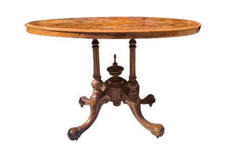 Tavolo ovale in radica di noce, nineteenth century