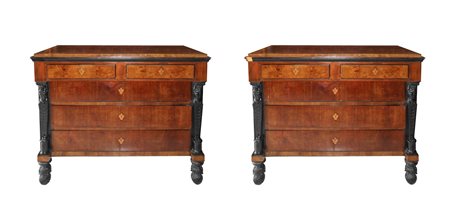 Coppia cassettoni impero in legno di noce, Early 19th century