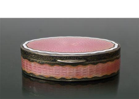 Scatolina rosa in argento, Art Decò, early 20th century