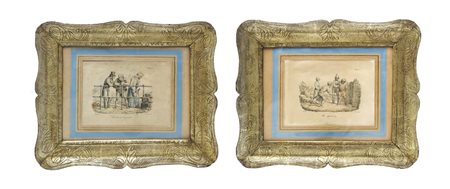 N.2 Cornici impero a vassoio con stampe, Sicily, early 19th century