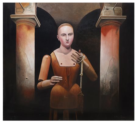 Antonio Sciacca (Catania 1957)  - Marionetta con colonne ai lati