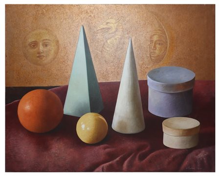 Antonio Sciacca (Catania 1957)  - Figure geometriche con sole e luna