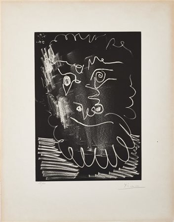 Pablo Picasso "Tête d'Homme Barbu" 1966
acquatinta su carta BFK
lastra cm 38,5x2