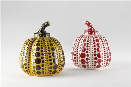 Yayoi Kusama "Yellow Pumpkin & Red Pumpkin" 2016
2 multipli in resina dipinta
cm
