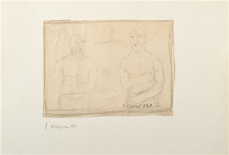 Carlo Carrà "I dioscuri VI" 1920
matita su carta
cm 13x17,3
Firmato e datato 920
