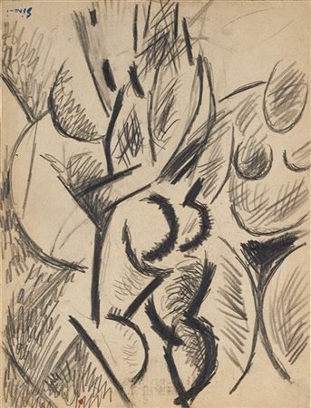 Mario Sironi "Composizione con due figure" 1914 circa
matita su carta applicata