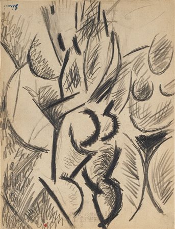 Mario Sironi "Composizione con due figure" 1914 circa
matita su carta applicata