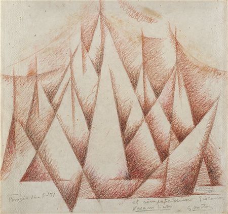 Gerardo Dottori "Idea per quadro (forze ascensionali)" 1928
pastello e matita su