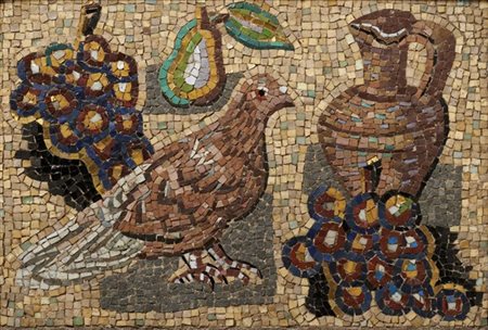 Gino Severini "Piccione, brocca e grappoli d'uva" 1938 circa
mosaico
cm 31x44,5