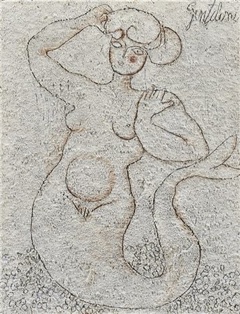 Franco Gentilini "Piccola sirena" 1961
olio su cartone sabbiato intelato
cm 30x2