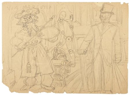 Giacomo Balla "Allegoria delle Arti: Mussolini a via Margutta" 1924 - 26
matita