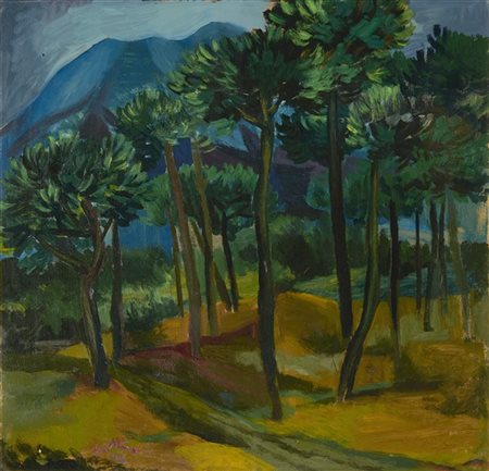 Renato Guttuso "Pineta vesuviana" 1952
olio su carta incollata su tela applicata