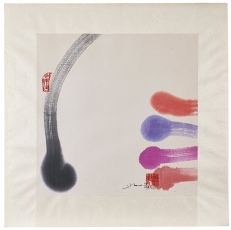 Chin Hsiao "Chi-48" 1982
acrilico e inchiostro su carta
cm 56x56
Firmato e datat
