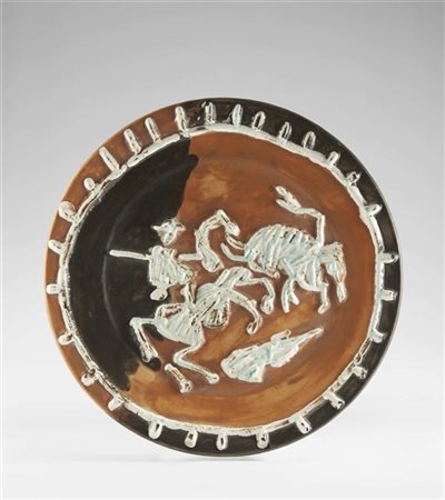 Pablo Picasso "Picador et taureau" 1959
terracotta parzialmente smaltata
diam. c