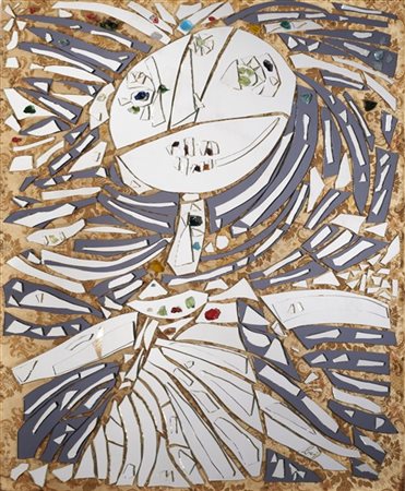 Enrico Baj "Danseuse au miroir" 1972
pietre, specchi e tessuto su tavola
cm 120x