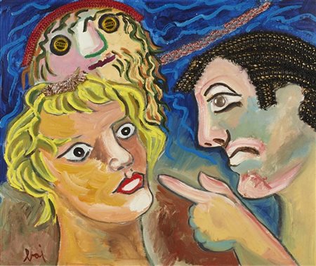 Enrico Baj "Il Male" 1988
acrilici e collage su cartone telato
cm 50x60
Firmato