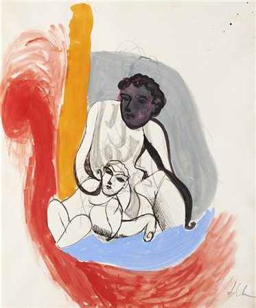 Sandro Chia "Senza titolo" 
tecnica mista su carta
cm 39x33
Firmato e datato in