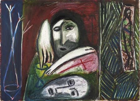 Mimmo Paladino "Pasto notturno" 1987
tecnica mista su cartoncino
cm 56x77,5
Firm