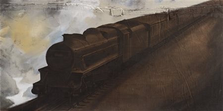 Luca Pignatelli "Treno e montagne" 2005
acrilico su tela
cm 60x120,5
Firmato, ti