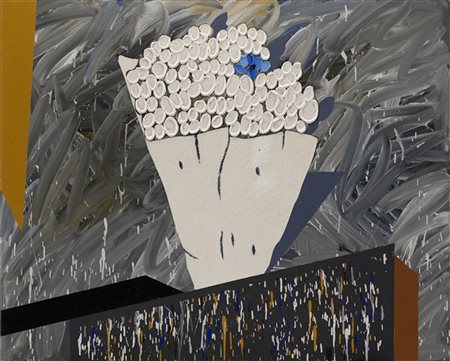 Concetto Pozzati "A che punto siamo con i fiori" 1990
acrilico e olio su tela
cm