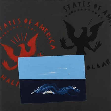 Franco Angeli "Senza titolo" anni '70
tecnica mista su tela
cm 100x100
Firmato a