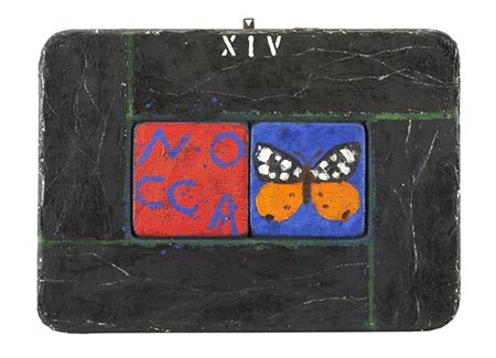 Joe Tilson "Conjunction Cream Spot Tiger Nocca" 1999
olio su tela su rilievo in