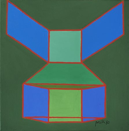 Achille Perilli "Triangle" 1980acrilico su telacm 20x20Firmato e datato 80 in