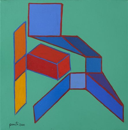 Achille Perilli "Mismo" 2001acrilico su telacm 20x20Firmato e datato 2001 in