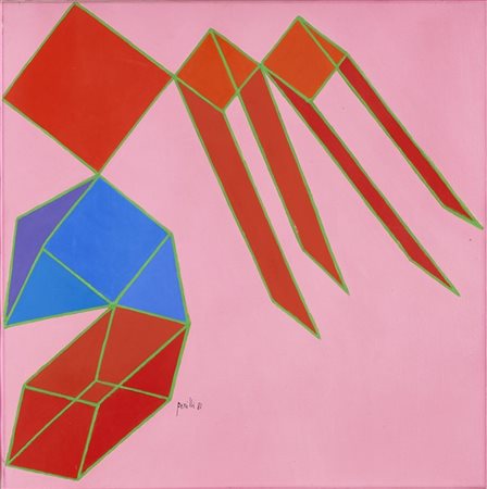 Achille Perilli "Il territorio del quadrato" 1981tecnica mista su telacm 40x40