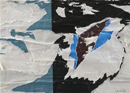 Mimmo Rotella "Nebraska" 1989
decollage su tela
cm 25x35
Firmato in basso a dest