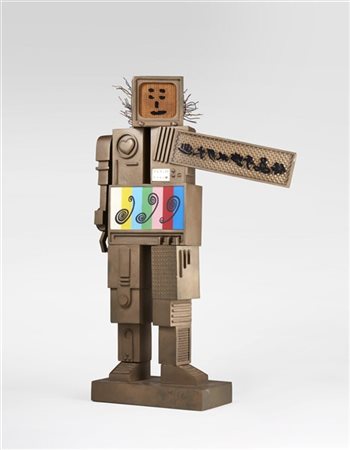 Nam June Paik "A Work For Radio" 1988
bronzo, plexiglas, fili elettrici, riso e