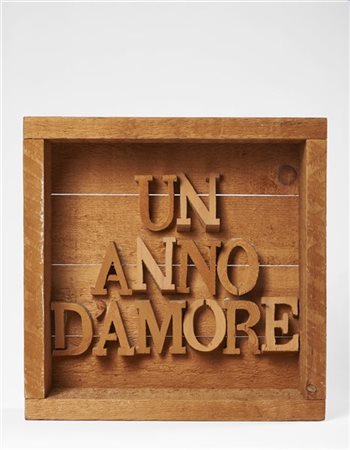 Mario Ceroli "Un anno d'amore" 1972multiplo in legnocm 35,5x35,5x10Firmato in