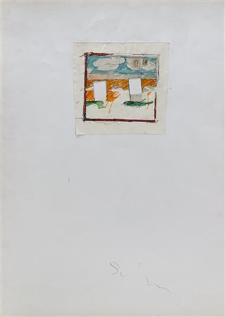 Mario Schifano "Senza titolo" 1977
pennarelli, grafite e collage su carta
cm 100