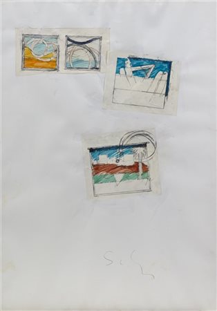 Mario Schifano "Senza titolo" 1977
pennarelli, grafite e collage su carta
cm 100