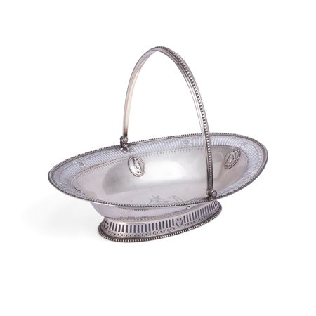 Cestino in argento di forma ovale, Londra 1784
