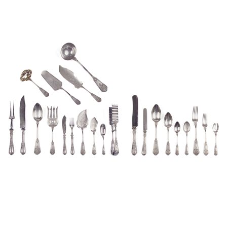 Due servizi di posate in argento, Germania fine XIX inizi XX secolo