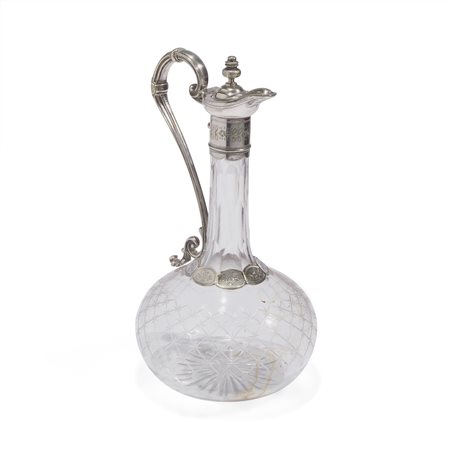 Bottiglia in cristallo e metallo argentato, Inghilterra XIX secolo