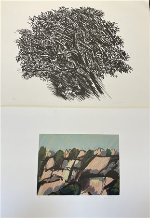Ennio Morlotti Insieme formato da due litografie: "Senza titolo" (cm 55x72,5) es