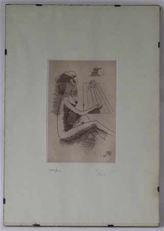 Mario Tozzi "Figurine" 1969
acquaforte
(lastra cm 23,5x15,7; foglio cm 49x35)
fi