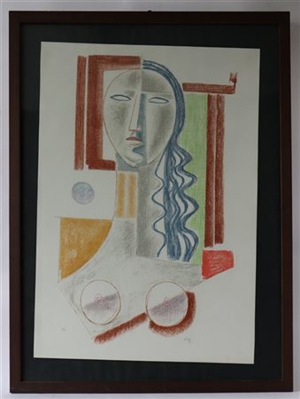 Mario Tozzi "Volto di donna" 
litografia a colori - prova d'artista
cm 69,5x50
f