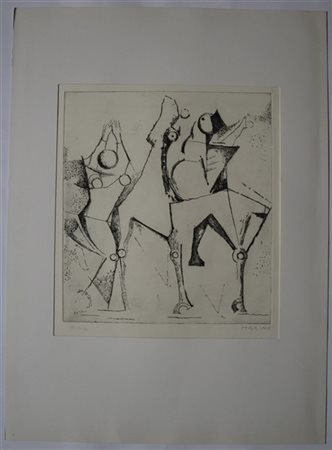 Marino Marini "Trio felice" 1970
acquaforte
(lastra cm 39x35; foglio cm 69,5x49)