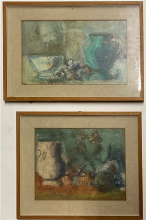 Ugo Recchi Lotto composto da due dipinti ad olio su cartone pressato raffigurant